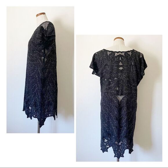 Jen’s Pirate Booty X Free People black metallic Lace mini dress sz Small - Picture 3 of 4
